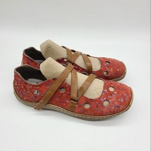 Rieker Polkadots Leather Crisscross Mary Janes Shoes